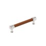 Signature Hardware Lazzara 5-1/16 Inch Center to Center Cognac Leather Bar Cabinet Pull Polished Chrome