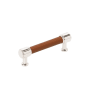 Signature Hardware Lazzara 3-3/4 Inch Center to Center Cognac Leather Bar Cabinet Pull Polished Nickel