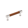 Signature Hardware Lazzara 3-3/4 Inch Center to Center Cognac Leather Bar Cabinet Pull Polished Chrome