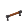 Signature Hardware Lazzara 3-3/4 Inch Center to Center Cognac Leather Bar Cabinet Pull Matte Black