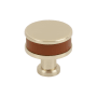 Signature Hardware Lazzara 1-1/4 Inch Cognac Leather Mushroom Cabinet Knob Golden Champagne