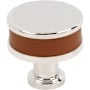 Signature Hardware Lazzara 1-1/4 Inch Cognac Leather Mushroom Cabinet Knob Polished Nickel
