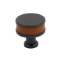 Signature Hardware Lazzara 1-1/4 Inch Cognac Leather Mushroom Cabinet Knob Matte Black