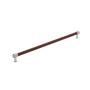 Signature Hardware Lazzara 24 Inch Center to Center Brown Leather Appliance Pull Satin Nickel