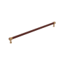 Signature Hardware Lazzara 24 Inch Center to Center Brown Leather Appliance Pull Brushed Gold