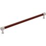 Signature Hardware Lazzara 18 Inch Center to Center Brown Leather Appliance Pull Satin Nickel