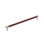 Signature Hardware Lazzara 18 Inch Center to Center Brown Leather Appliance Pull Satin Nickel