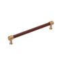 Signature Hardware Lazzara 18 Inch Center to Center Brown Leather Appliance Pull Brushed Gold