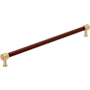 Signature Hardware Lazzara 18 Inch Center to Center Brown Leather Appliance Pull Champagne Bronze