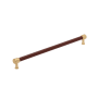 Signature Hardware Lazzara 18 Inch Center to Center Brown Leather Appliance Pull Champagne Bronze