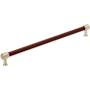 Signature Hardware Lazzara 18 Inch Center to Center Brown Leather Appliance Pull Golden Champagne
