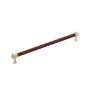 Signature Hardware Lazzara 18 Inch Center to Center Brown Leather Appliance Pull Golden Champagne