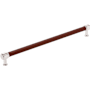 Signature Hardware Lazzara 18 Inch Center to Center Brown Leather Appliance Pull Polished Nickel