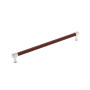 Signature Hardware Lazzara 18 Inch Center to Center Brown Leather Appliance Pull Polished Nickel