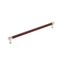 Signature Hardware Lazzara 18 Inch Center to Center Brown Leather Appliance Pull Polished Chrome
