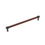 Signature Hardware Lazzara 18 Inch Center to Center Brown Leather Appliance Pull Matte Black