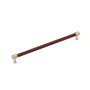 Signature Hardware Lazzara 12-5/8 Inch Center to Center Brown Leather Bar Cabinet Pull Golden Champagne