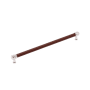 Signature Hardware Lazzara 12-5/8 Inch Center to Center Brown Leather Bar Cabinet Pull Polished Nickel