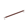 Signature Hardware Lazzara 12-5/8 Inch Center to Center Brown Leather Bar Cabinet Pull Polished Chrome