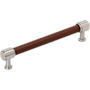 Signature Hardware Lazzara 6-5/16 Inch Center to Center Brown Leather Bar Cabinet Pull Satin Nickel