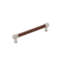 Signature Hardware Lazzara 6-5/16 Inch Center to Center Brown Leather Bar Cabinet Pull Satin Nickel
