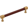 Signature Hardware Lazzara 6-5/16 Inch Center to Center Brown Leather Bar Cabinet Pull Brushed Gold