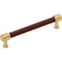 Signature Hardware Lazzara 6-5/16 Inch Center to Center Brown Leather Bar Cabinet Pull Champagne Bronze