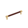 Signature Hardware Lazzara 6-5/16 Inch Center to Center Brown Leather Bar Cabinet Pull Champagne Bronze
