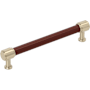 Signature Hardware Lazzara 6-5/16 Inch Center to Center Brown Leather Bar Cabinet Pull Golden Champagne