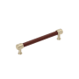 Signature Hardware Lazzara 6-5/16 Inch Center to Center Brown Leather Bar Cabinet Pull Golden Champagne
