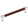 Signature Hardware Lazzara 6-5/16 Inch Center to Center Brown Leather Bar Cabinet Pull Polished Nickel