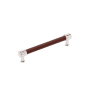 Signature Hardware Lazzara 6-5/16 Inch Center to Center Brown Leather Bar Cabinet Pull Polished Nickel