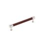 Signature Hardware Lazzara 6-5/16 Inch Center to Center Brown Leather Bar Cabinet Pull Polished Chrome
