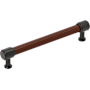 Signature Hardware Lazzara 6-5/16 Inch Center to Center Brown Leather Bar Cabinet Pull Matte Black