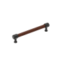 Signature Hardware Lazzara 6-5/16 Inch Center to Center Brown Leather Bar Cabinet Pull Matte Black