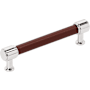 Signature Hardware Lazzara 5-1/16 Inch Center to Center Brown Leather Bar Cabinet Pull Polished Chrome