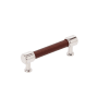 Signature Hardware Lazzara 3-3/4 Inch Center to Center Brown Leather Bar Cabinet Pull Polished Nickel