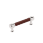 Signature Hardware Lazzara 3-3/4 Inch Center to Center Brown Leather Bar Cabinet Pull Polished Chrome