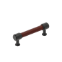Signature Hardware Lazzara 3-3/4 Inch Center to Center Brown Leather Bar Cabinet Pull Matte Black