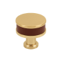 Signature Hardware Lazzara 1-1/4 Inch Brown Leather Mushroom Cabinet Knob Champagne Bronze