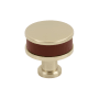 Signature Hardware Lazzara 1-1/4 Inch Brown Leather Mushroom Cabinet Knob Golden Champagne