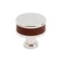 Signature Hardware Lazzara 1-1/4 Inch Brown Leather Mushroom Cabinet Knob Polished Nickel