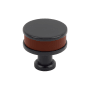 Signature Hardware Lazzara 1-1/4 Inch Brown Leather Mushroom Cabinet Knob Matte Black