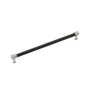Signature Hardware Lazzara 12-5/8 Inch Center to Center Black Leather Bar Cabinet Pull Satin Nickel