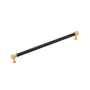 Signature Hardware Lazzara 12-5/8 Inch Center to Center Black Leather Bar Cabinet Pull Champagne Bronze