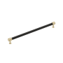 Signature Hardware Lazzara 12-5/8 Inch Center to Center Black Leather Bar Cabinet Pull Golden Champagne