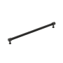 Signature Hardware Lazzara 12-5/8 Inch Center to Center Black Leather Bar Cabinet Pull Matte Black
