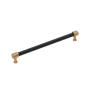 Signature Hardware Lazzara 10-1/16 Inch Center to Center Black Leather Bar Cabinet Pull Brushed Gold