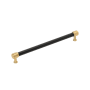 Signature Hardware Lazzara 10-1/16 Inch Center to Center Black Leather Bar Cabinet Pull Champagne Bronze