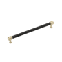 Signature Hardware Lazzara 10-1/16 Inch Center to Center Black Leather Bar Cabinet Pull Golden Champagne